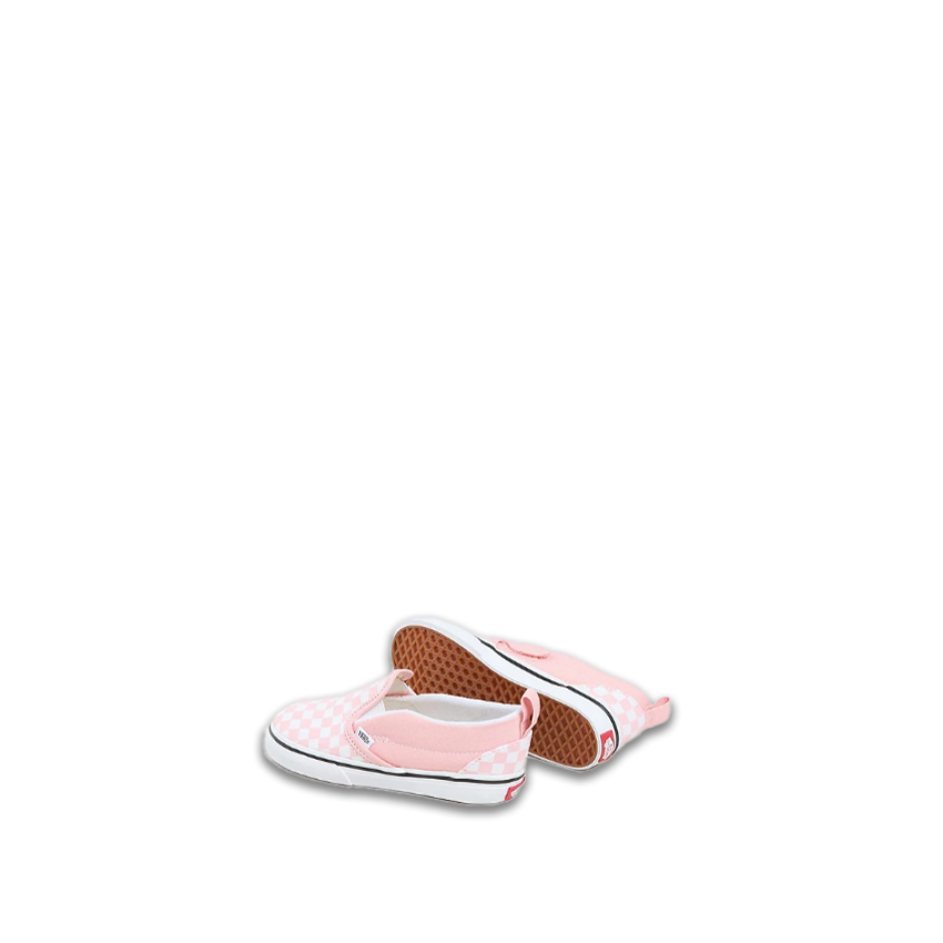 Baby pink checkered slip on vans fashion