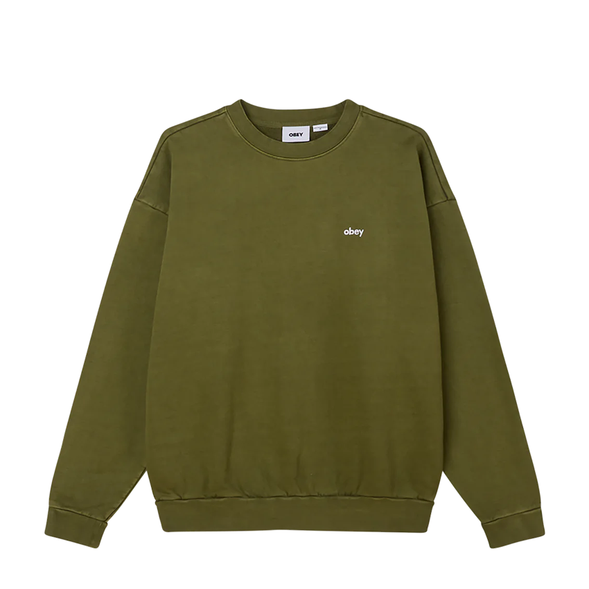 Felpa Obey Lowercase Pigment Crew Fleece Verde