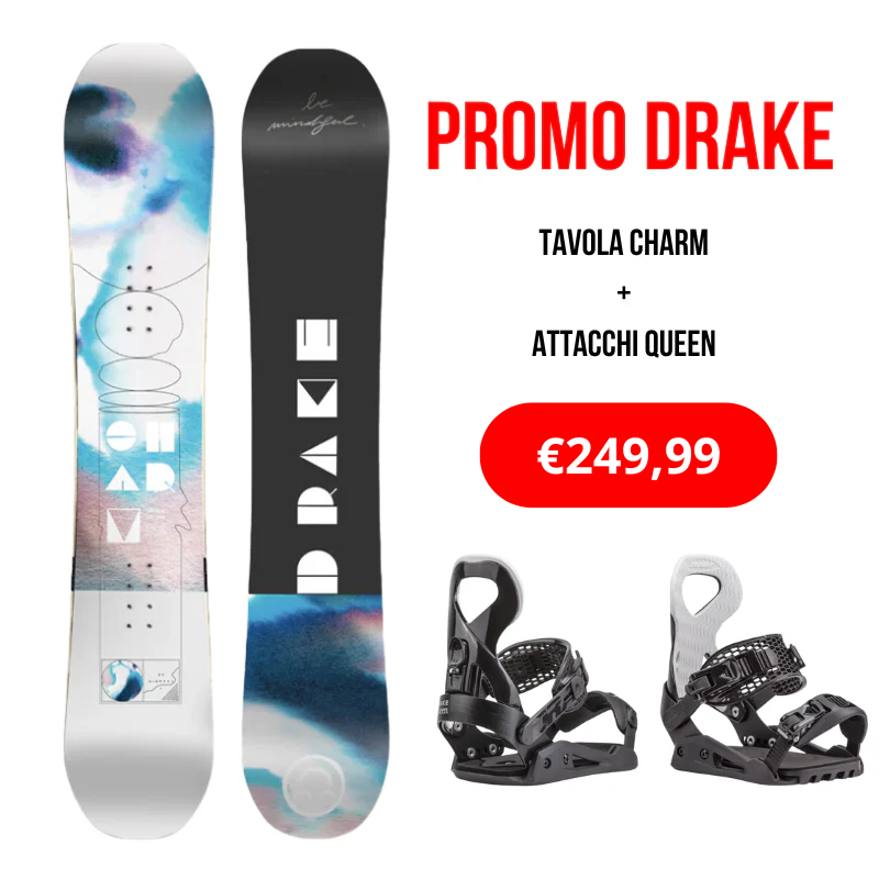 PROMO DRAKE Charm Snowboard + Queen Bindings