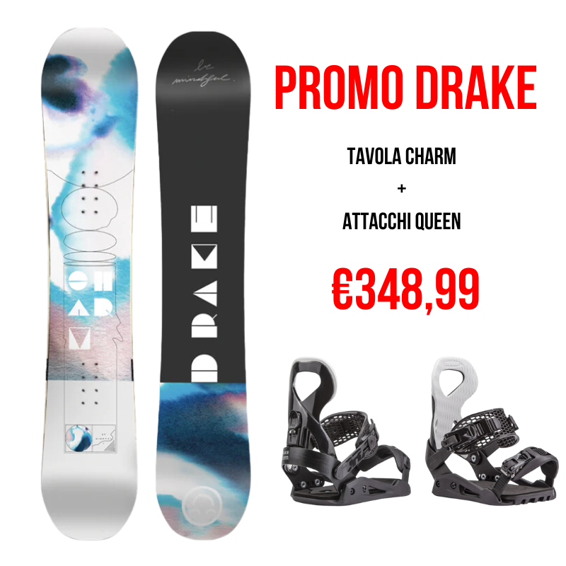 PROMO DRAKE Charm Snowboard + Queen Bindings