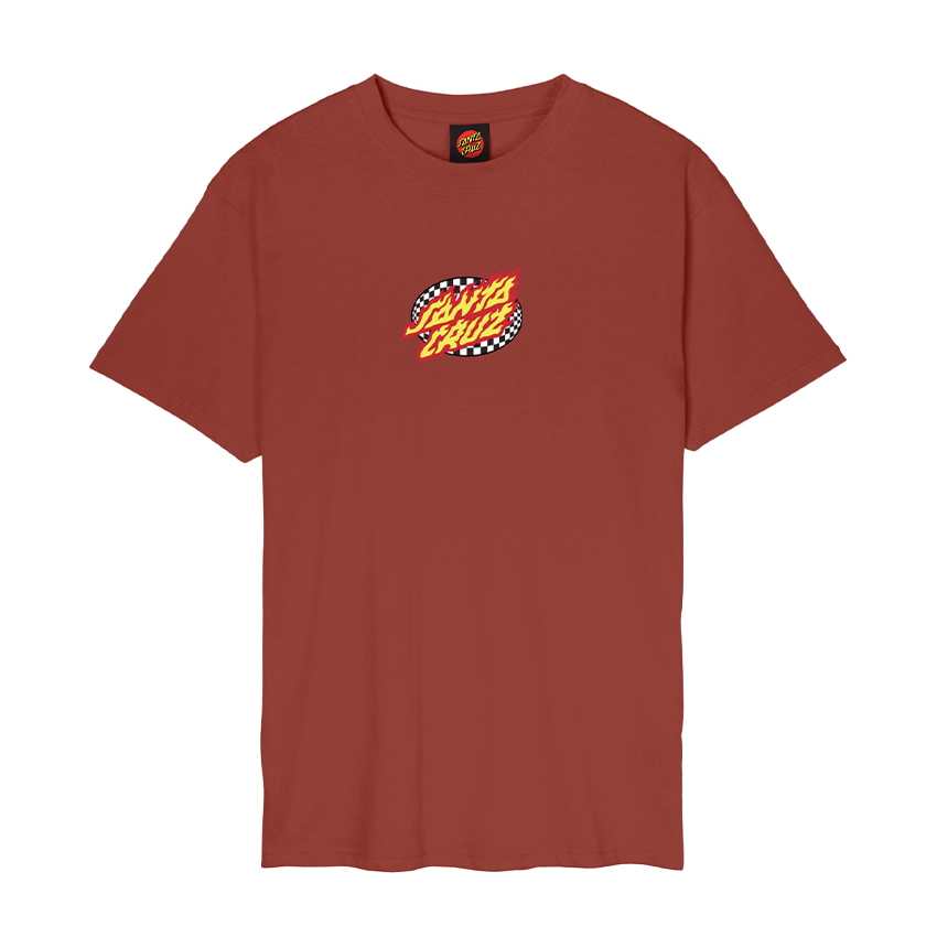 T-Shirt Santa Cruz Oval Check Flame Tee Ruggine