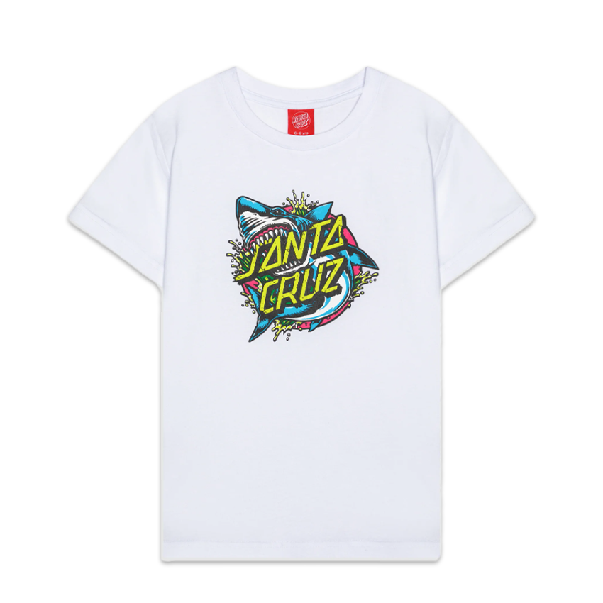 T-Shirt Santa Cruz Bambino Shark Dot Tee Bianco